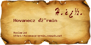 Hovanecz Ármin névjegykártya